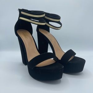 Bamboo brand black velvet heels.